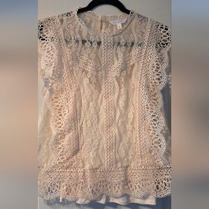 LC Lauren Conrad Ivory Lace Blouse